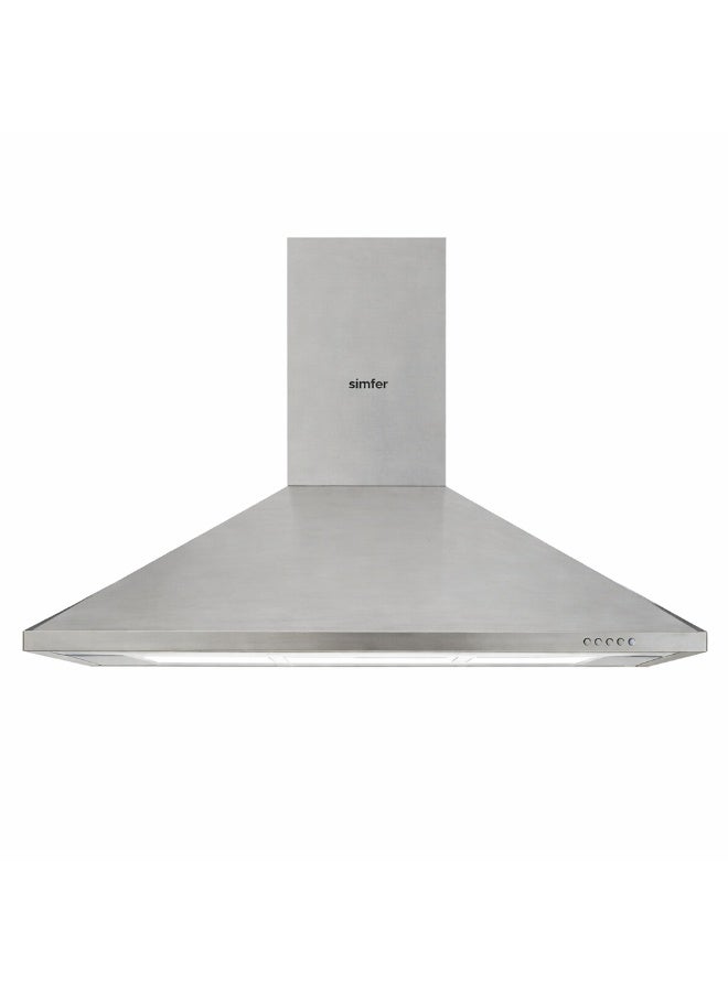 Simfer Pyramidal Cooker Hood 90 cm Stainless Steel, 500 m³/h Suction, 3 Speeds, Carbon Filter, LED Light, Double Chimney – Model BH90P01 - Image 3